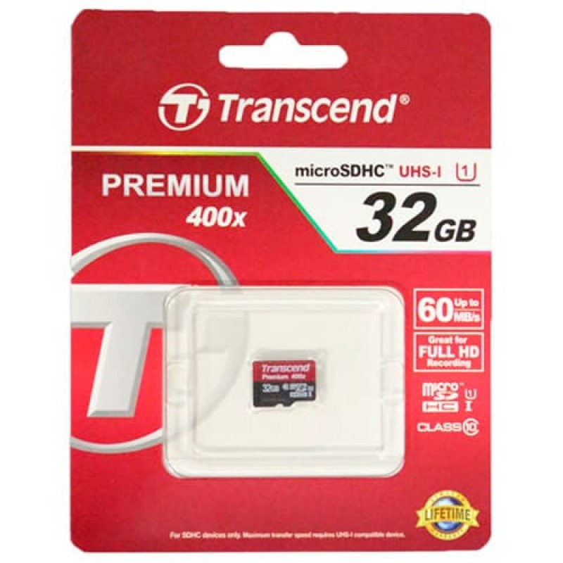 Карта памяти transcend sdhc premium 400x class 10 uhs i u1 60 10mb s 32gb